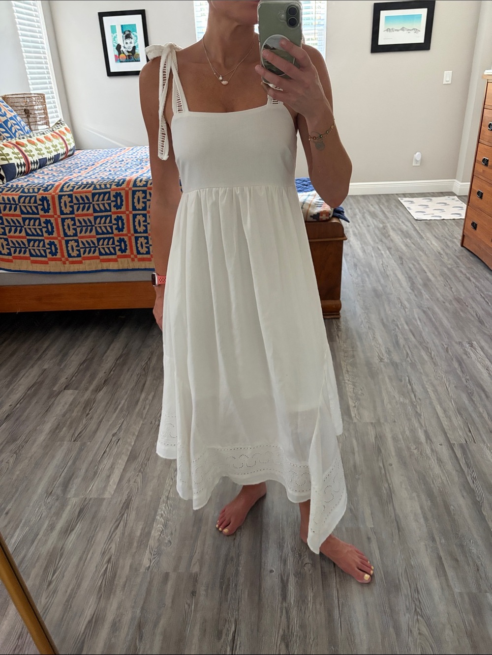 Moon River Cream Smocked Strap Top